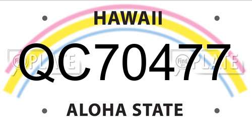 QC70477 Hawaii License Plate