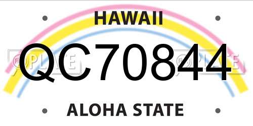 QC70844 Hawaii License Plate