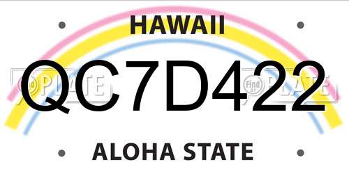 QC7D422 Hawaii License Plate