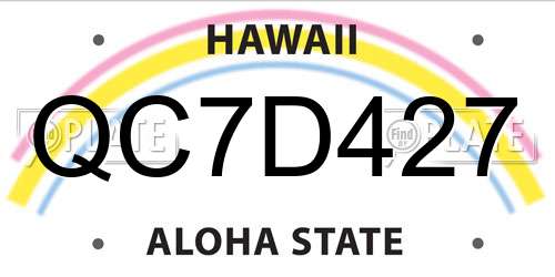 QC7D427 Hawaii License Plate