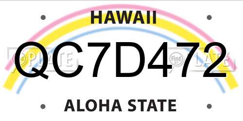 QC7D472 Hawaii License Plate