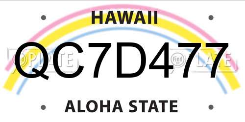 QC7D477 Hawaii License Plate