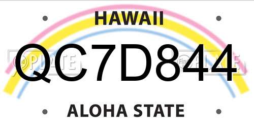 QC7D844 Hawaii License Plate