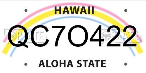 QC7O422 Hawaii License Plate