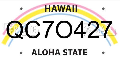 QC7O427 Hawaii License Plate