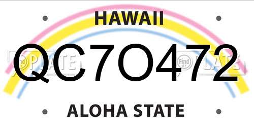 QC7O472 Hawaii License Plate