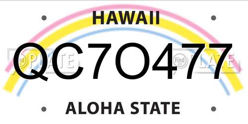 QC7O477 Hawaii License Plate