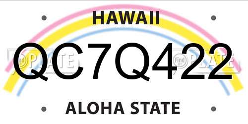 QC7Q422 Hawaii License Plate