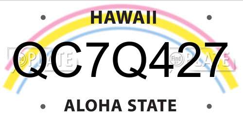 QC7Q427 Hawaii License Plate