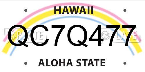 QC7Q477 Hawaii License Plate