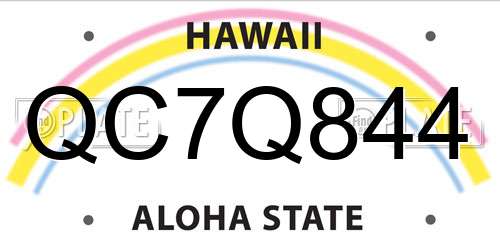 QC7Q844 Hawaii License Plate
