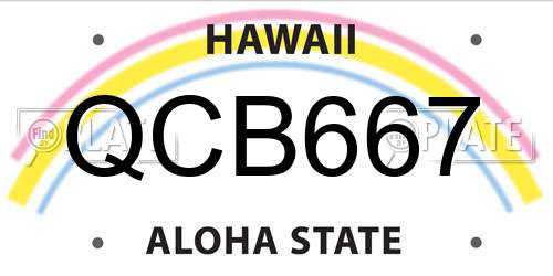 QCB667 Hawaii License Plate