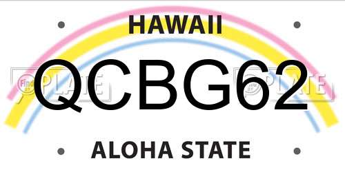 QCBG62 Hawaii License Plate