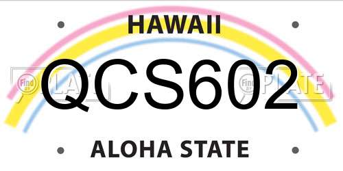 QCS602 Hawaii License Plate
