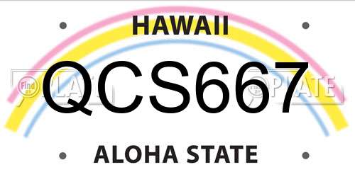 QCS667 Hawaii License Plate
