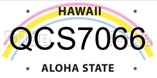 QCS7066 Hawaii License Plate