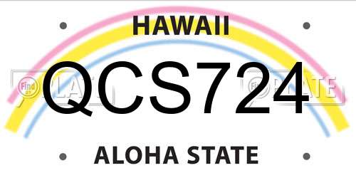 QCS724 Hawaii License Plate