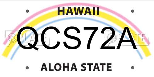 QCS72A Hawaii License Plate