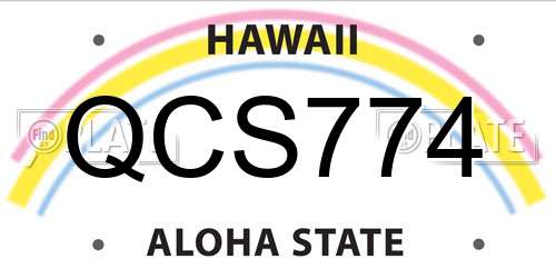QCS774 Hawaii License Plate