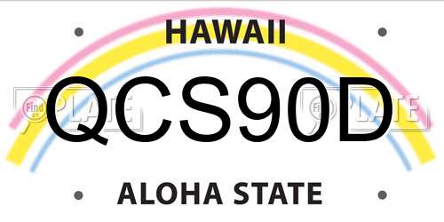 QCS90D Hawaii License Plate