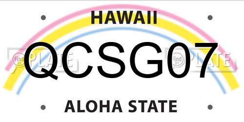 QCSG07 Hawaii License Plate