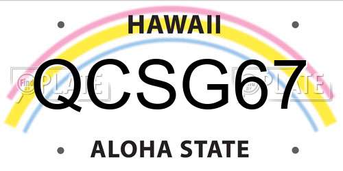 QCSG67 Hawaii License Plate