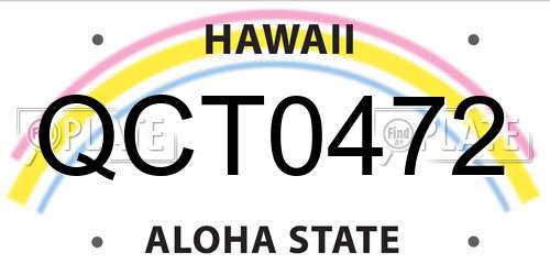 QCT0472 Hawaii License Plate