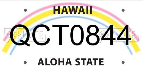 QCT0844 Hawaii License Plate