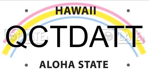 QCTDATT Hawaii License Plate