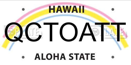 QCTOATT Hawaii License Plate
