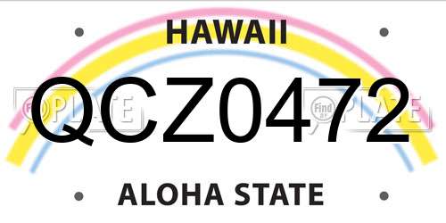 QCZ0472 Hawaii License Plate