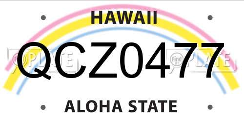 QCZ0477 Hawaii License Plate