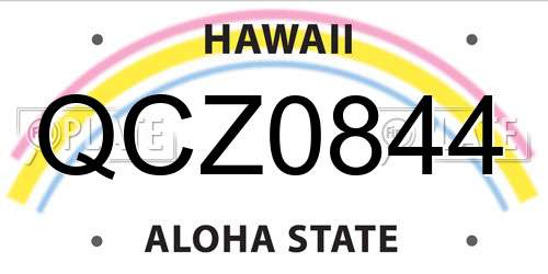 QCZ0844 Hawaii License Plate