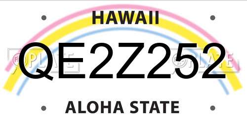 QE2Z252 Hawaii License Plate