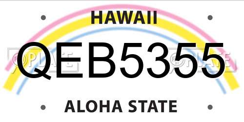 QEB5355 Hawaii License Plate