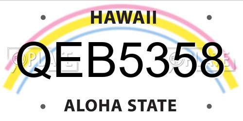 QEB5358 Hawaii License Plate