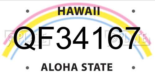 QF34167 Hawaii License Plate