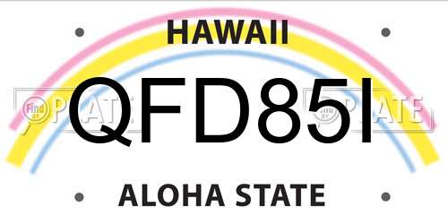 QFD85I Hawaii License Plate