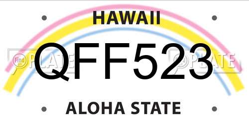 QFF523 Hawaii License Plate