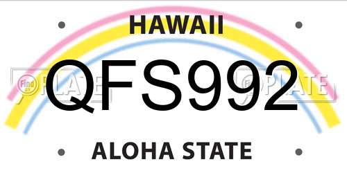 QFS992 Hawaii License Plate