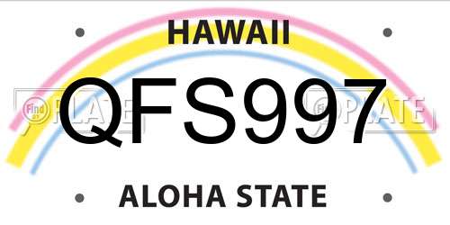 QFS997 Hawaii License Plate