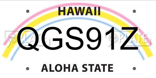 QGS91Z Hawaii License Plate