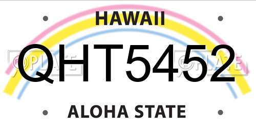 QHT5452 Hawaii License Plate