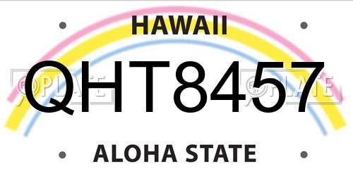 QHT8457 Hawaii License Plate