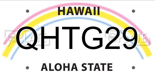 QHTG29 Hawaii License Plate