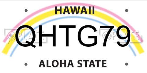 QHTG79 Hawaii License Plate