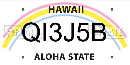 QI3J5B Hawaii License Plate