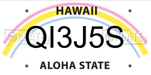 QI3J5S Hawaii License Plate