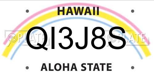 QI3J8S Hawaii License Plate