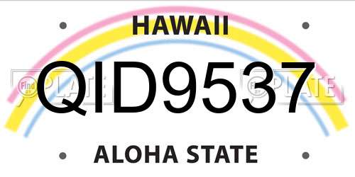 QID9537 Hawaii License Plate